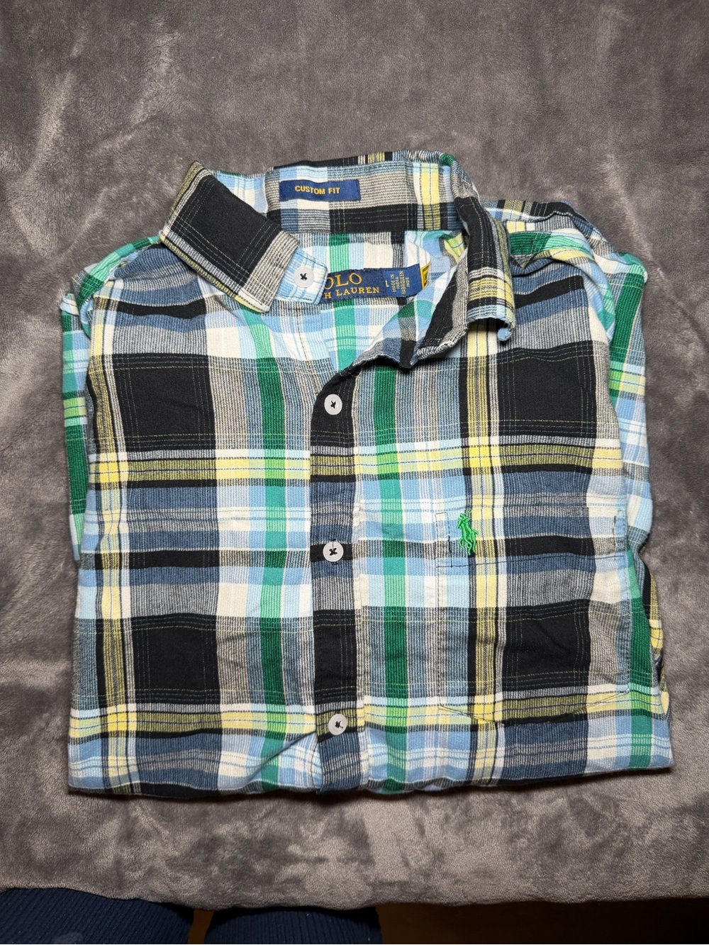 Ralph Lauren Blue, Green & Yellow Plaid Button-Down Shirt